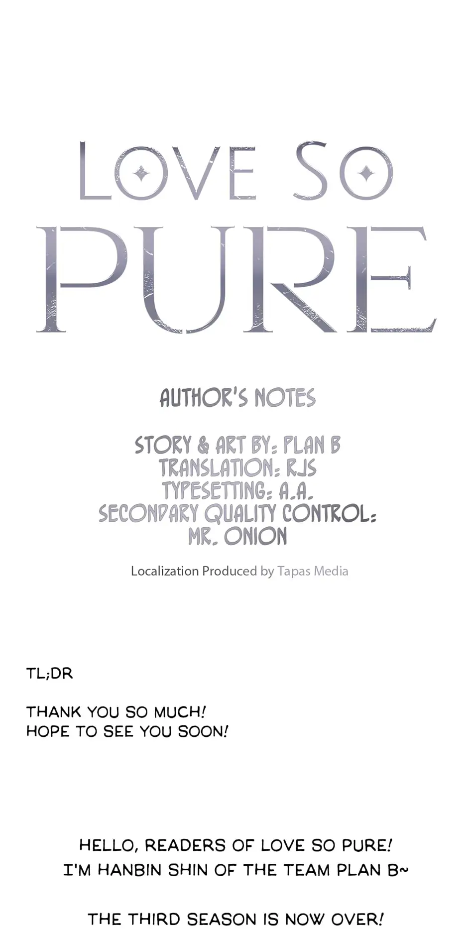 Love So Pure-Author's Note